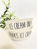 Personalized ice Cream Name Custom Bowl Cereal Popcorn Salsa Ramen Noodle Salad Oatmeal Dessert Script or Print Dunn White or Black Mr Mrs