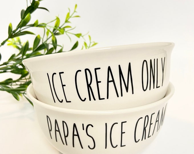 Personalized Ice Cream Bowl: Custom Name Ceramic Bowl
