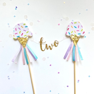 Eis Streusel Geburtstag Party Cake Topper Wimpelkette Banner mit Gold Glitter Anpassen Kuchen Smash Erster Geburtstag Foto Requisite