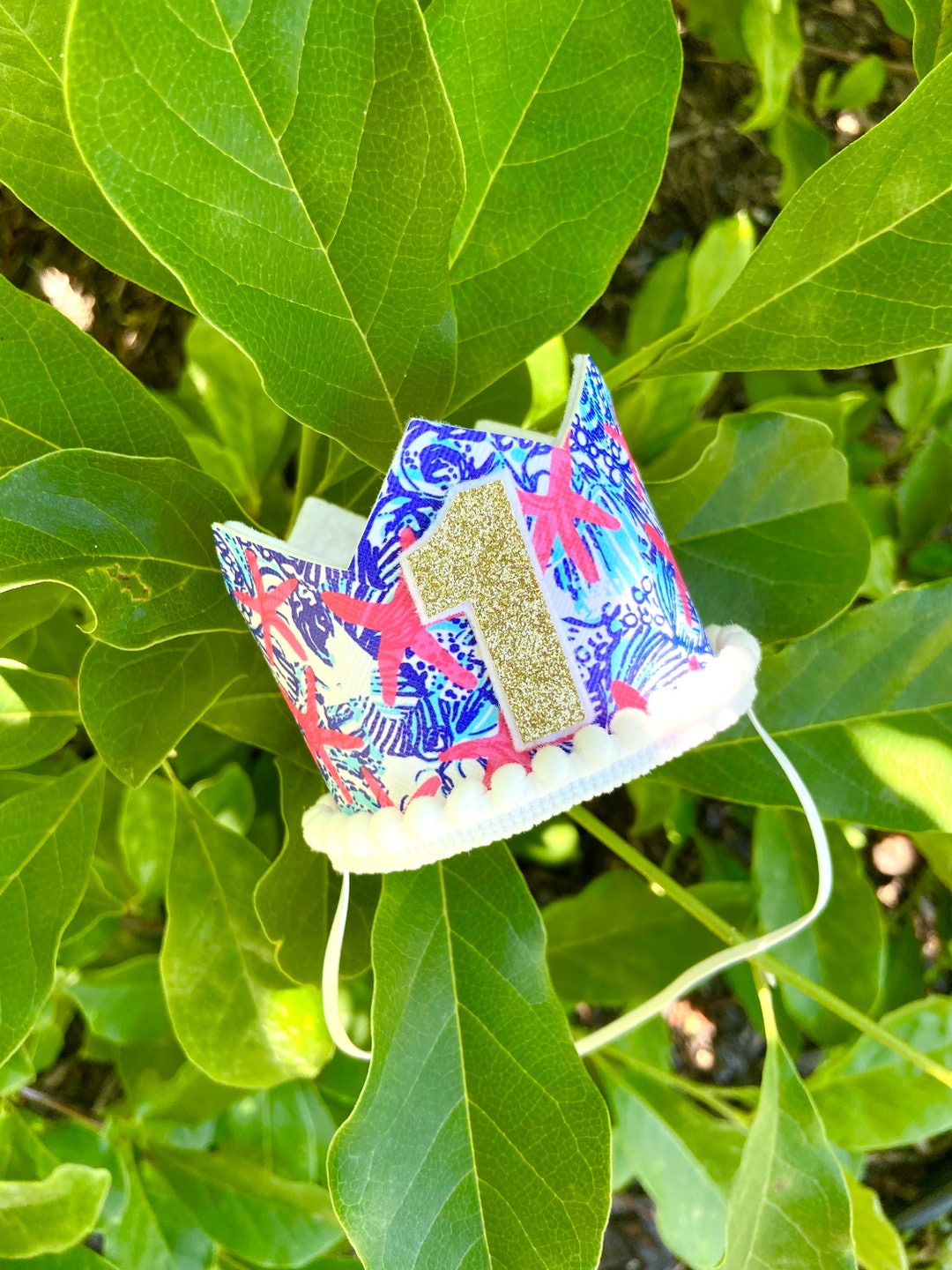 Lilly Shell Starfish Birthday Crown: Gold Glitter Ocean Party Hat - Etsy