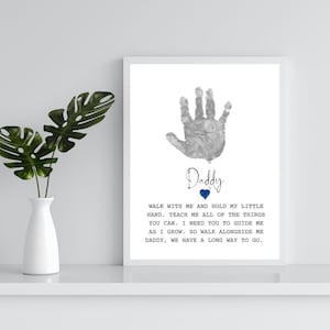 Handgemaakte Vaderdagcadeau Handafdruk Keepsake Memory Wall Art Card Walk with Me Daddy Kids Craft Dad Vader Opa Afdrukbare print