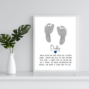 Regalo fatto a mano per la festa del papà, impronta del piede, ricordo, carta da parati artistica, cammina con me, mamma, bambini, artigianato, papà, papà, padre, nonno, stampabile