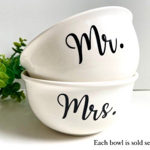 Personalized Mr. & Mrs. Ceramic Bowl: Custom Name Dessert, Cereal, Soup, Salad, Snack Bowl