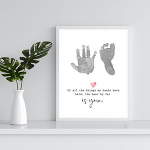 Handgefertigter Muttertagsgeschenk Handabdruck Andenken Erinnerungswand Kunst Karte The Best By Far is You Kinder Handwerk Mama Papa Mama Druckbare Druck