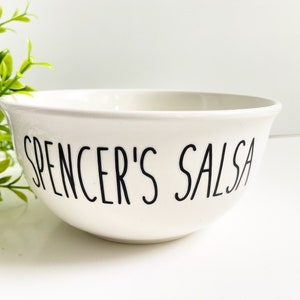 Personalized Ceramic Bowl: Custom Name, Salsa, Ice Cream, Ramen, Cereal, Soup, Snacks