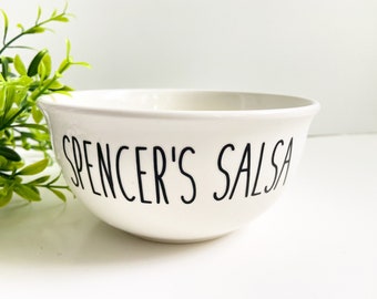 Personalized Ceramic Bowl: Custom Name, Salsa, Ice Cream, Ramen, Cereal, Soup, Snacks