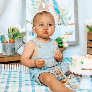 Customizable Mini Birthday Party Hat: Sand Beige Boho Cake Smash Prop