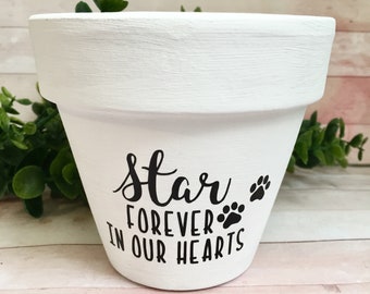 PERSONALIZED Forever in Our Hearts Pet Memorial Planter / Flower Pot - Gift Pet Loss In Loving Memory Deceased Pet Memorial Plant Memory