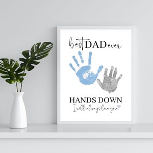 Regalo fatto a mano per la festa del papà, ricordo, carta da parete con impronta della mano, senza dubbio il migliore papà, lavoretto per bambini, papà, padre, nonno, stampabile