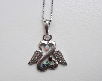 Vintage Rose Gold over Sterling Silver Petite Swan Pendant with Genuine Fire Opal and Pave Cubic Zirconia Accents