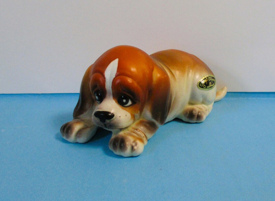 Vintage Josef Original Japan Porcelain Laying Puppy Dog Figurine, Cute