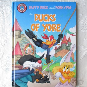 Libro de tapa dura Ducks of Yore, 1990, Biblioteca de Looney Tunes, Pato Lucas, Porky Pig, Bugs Bunny, Libro ilustrado para niños