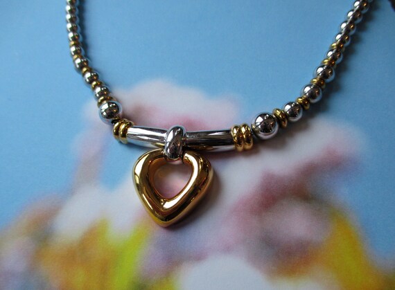 Vintage Monet Heart Choker Necklace hook clasp, A… - image 3