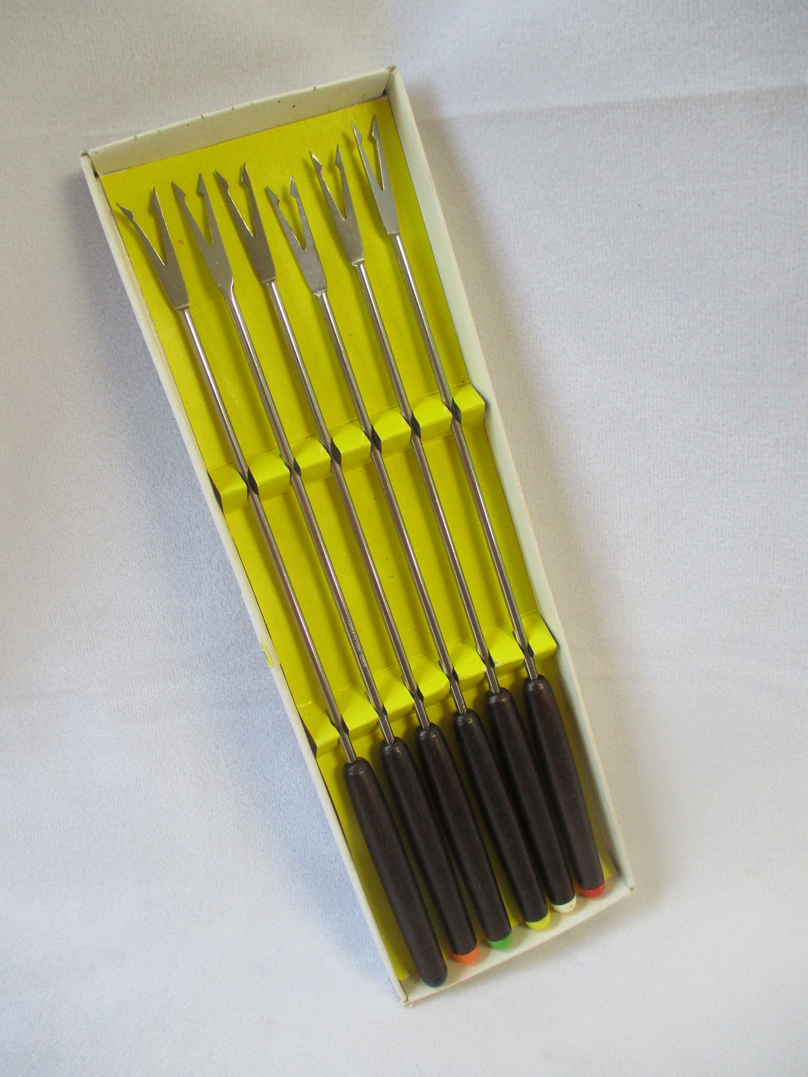 Vintage Fondue Forks Six Wood Handled Fondue Forks Woodcrest Etsy