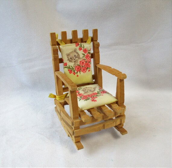 Vintage Doll Rocking Chair Made Out of Wooden Clothespins With Etsy