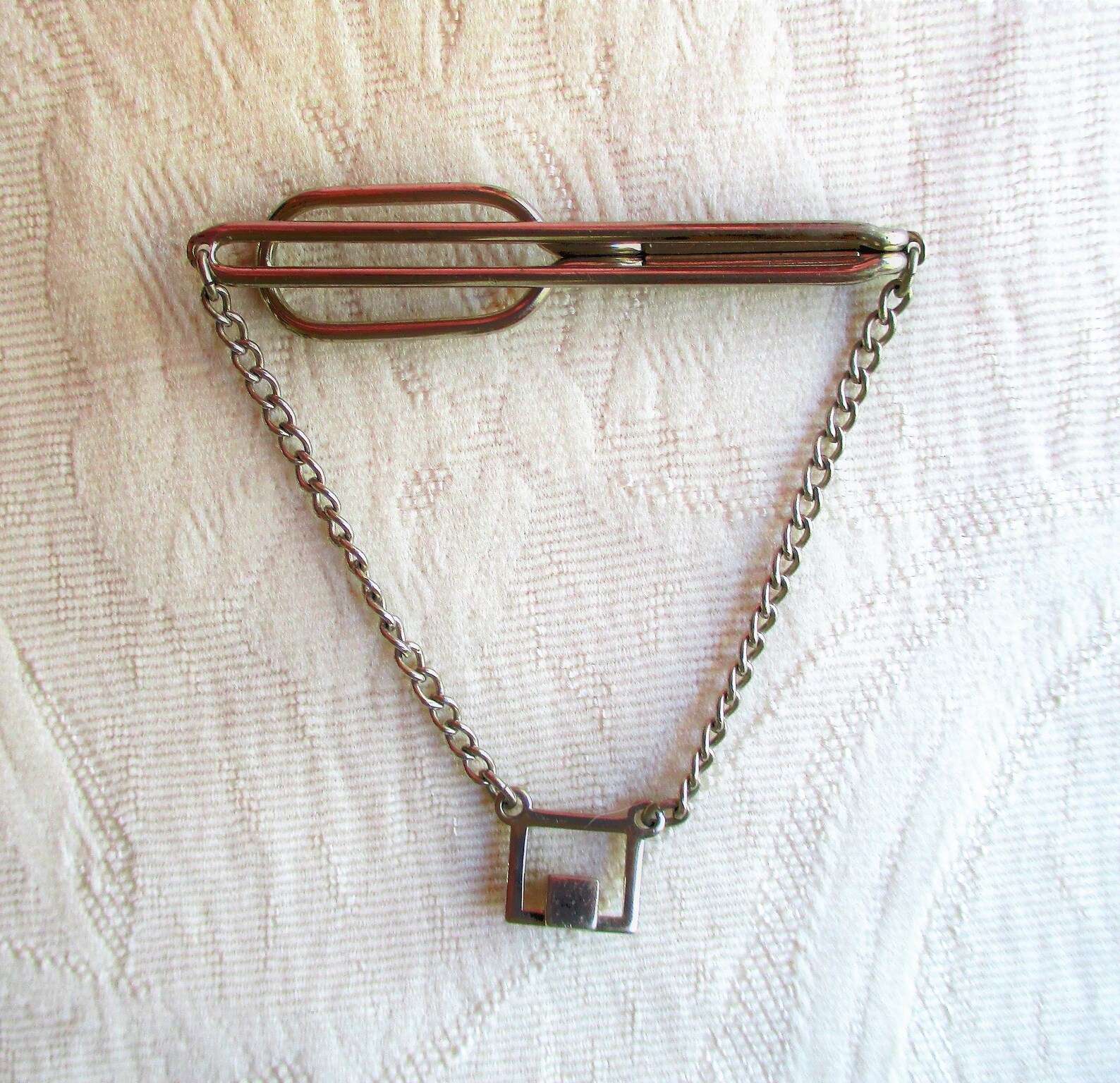 SWANK Tie Clip Chain Style Silver Tone Stainless Steel Tie Etsy