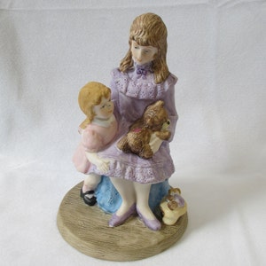 My Mothers Love Porcelain Figurine 1992, Mom Daughter Teddy Bear, Vintage Heritage House Mothers Day Figurine Gift, Collectible