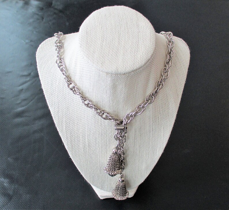Vintage Adjustable Lariat Slide Necklace Silver tone Double Etsy