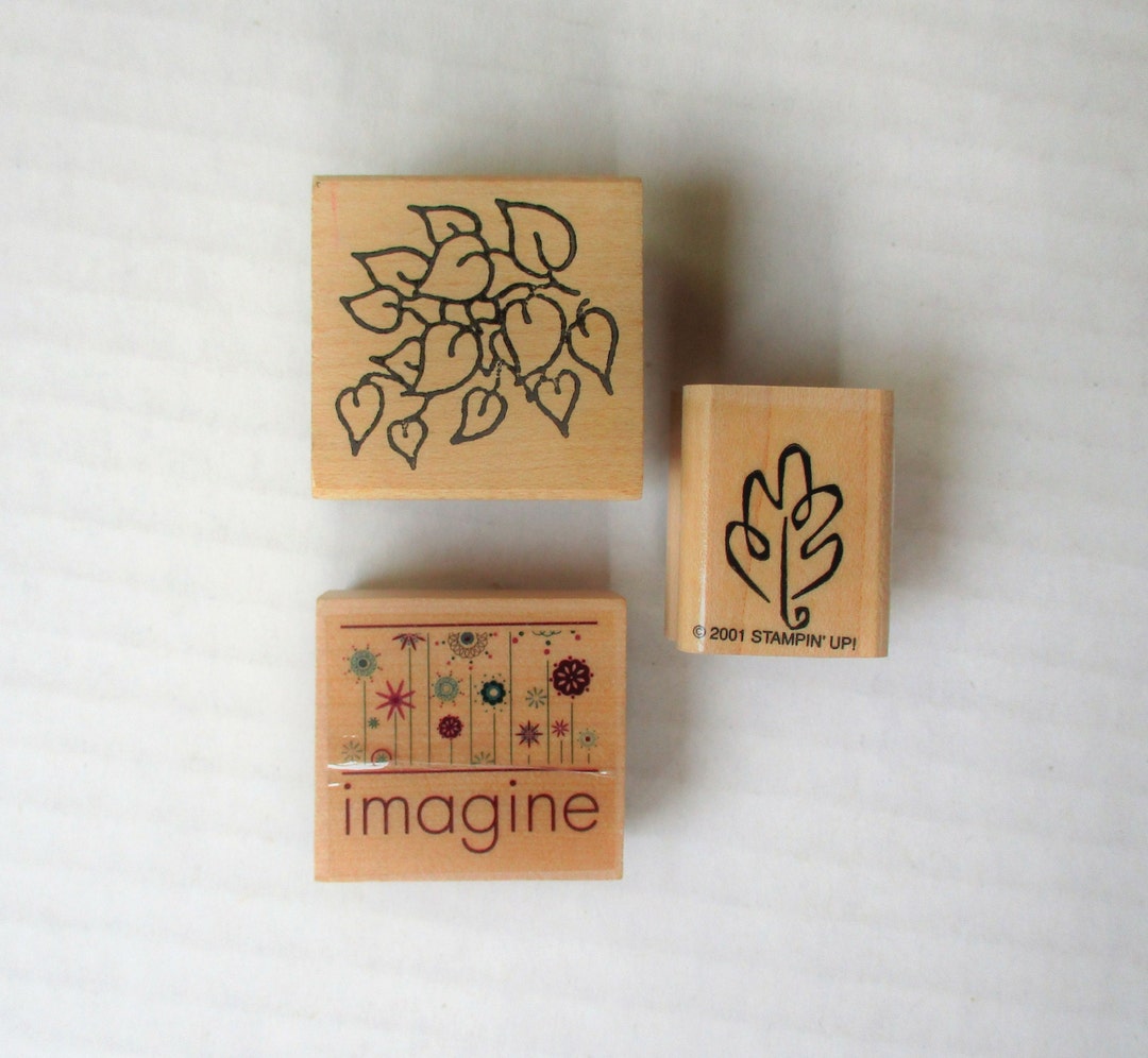Rubber Stamps for Craft Projects Lot of 3, Three Vintage Rubber Stamps
