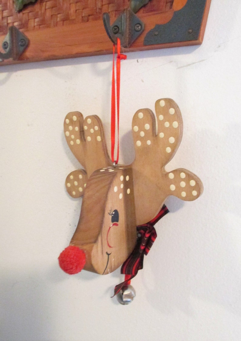 Vintage Rudolf Ornament Wooden Rudolf the Red Nosed Reindeer Etsy