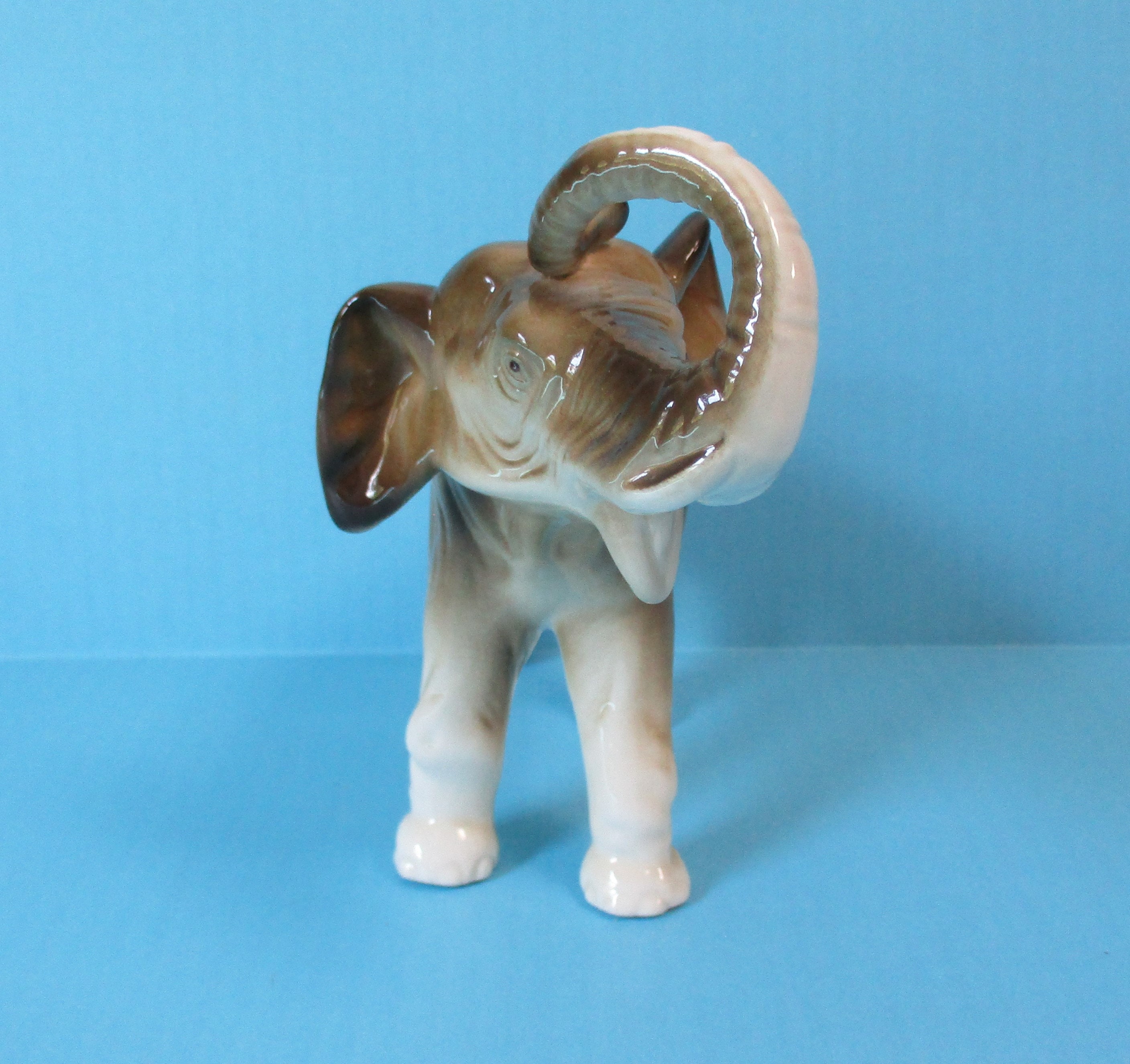 Vintage Royal Dux Porcelain Elephant Figurine: Czech Bohemia