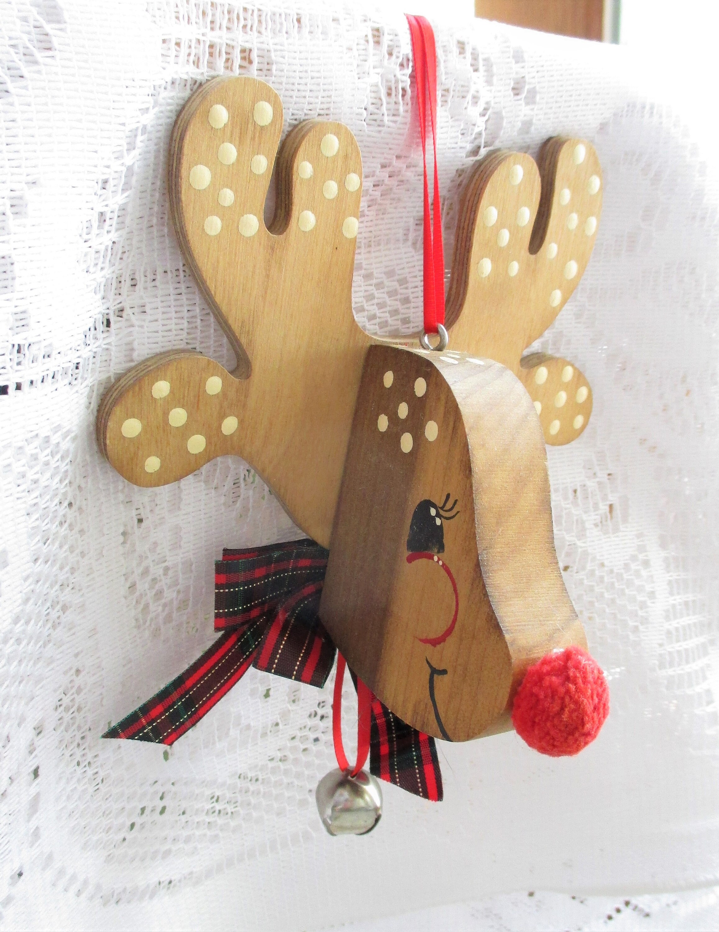 Vintage Rudolf Ornament Wooden Rudolf the Red Nosed Reindeer Etsy
