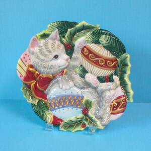 Fitz & Floyd Christmas Kitten Plate: Vintage Holiday Decor - Etsy