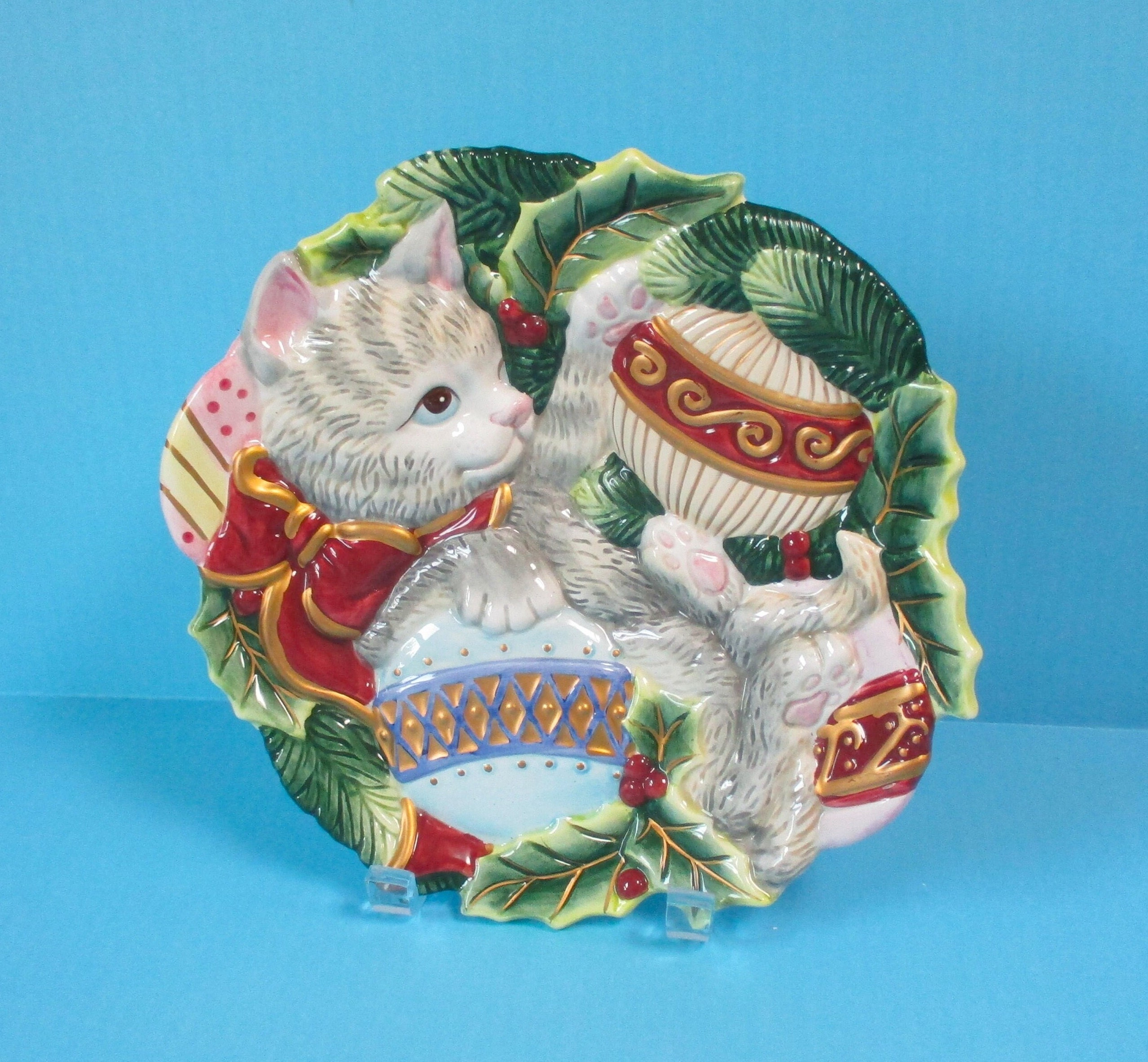 Fitz & Floyd Christmas Kitten Plate: Vintage Holiday Decor - Etsy