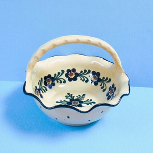 Vintage Bauer Pottery Basket with Handle, Made in Germany, Collectible Marked Pottery, German Pottery, Traditional Charm, Farmhouse Decor