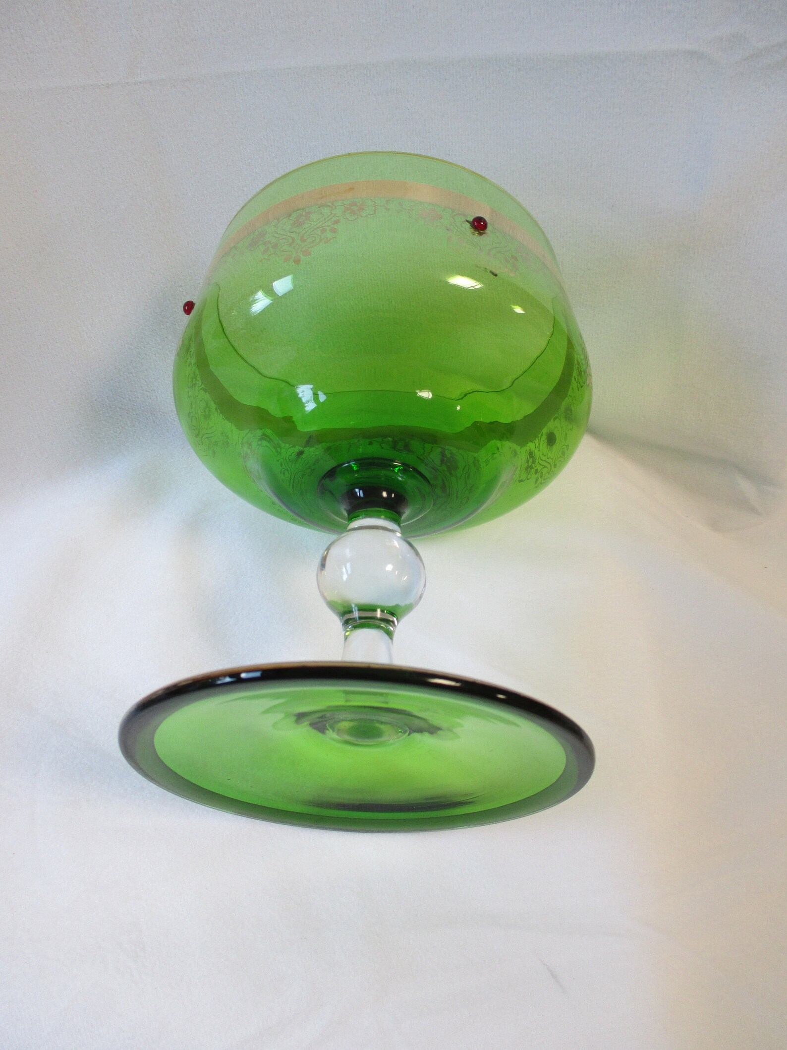 Vintage Green Glass Pedestal Candy Bonbon Dish Compote Bowl Etsy