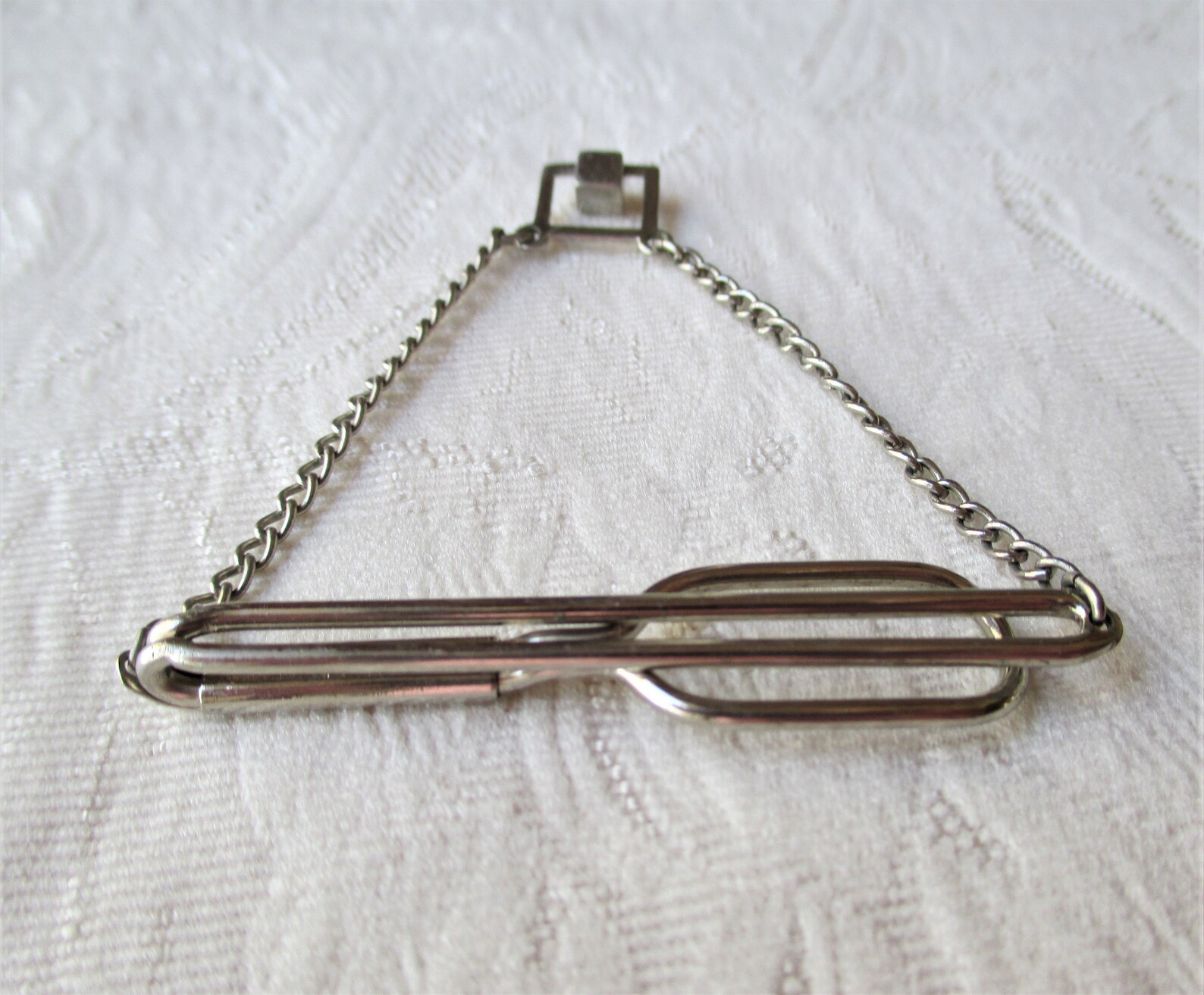 SWANK Tie Clip Chain Style Silver Tone Stainless Steel Tie Etsy