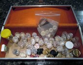 HUGE Lot of Buttons & Fasteners in SAVOY 8 Track Case Small Screw Top Containers 100+ Assorted Multi Color Buttons Doodads Destash Findings