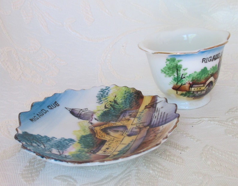 Vintage Quebec Souvenir Porcelain Teacup Set With Stand Etsy