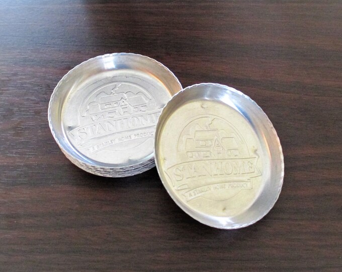 Stanhome Aluminum Coasters Set of 8 Vintage Embossed Metal Etsy