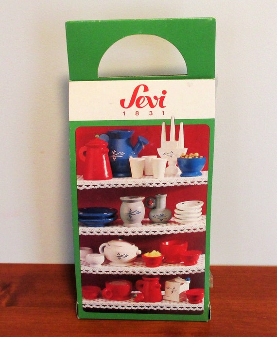 Vintage Sevi Wooden Toy Dishes Toys New In Package Image 0