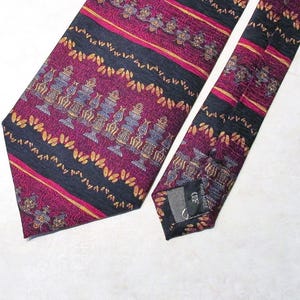 Daniel De Fasson Mens Silk NeckTie, 1990s Handsome Mens Tie, Bold colors Executive Business Tie Power Tie, Vivid Colors Necktie