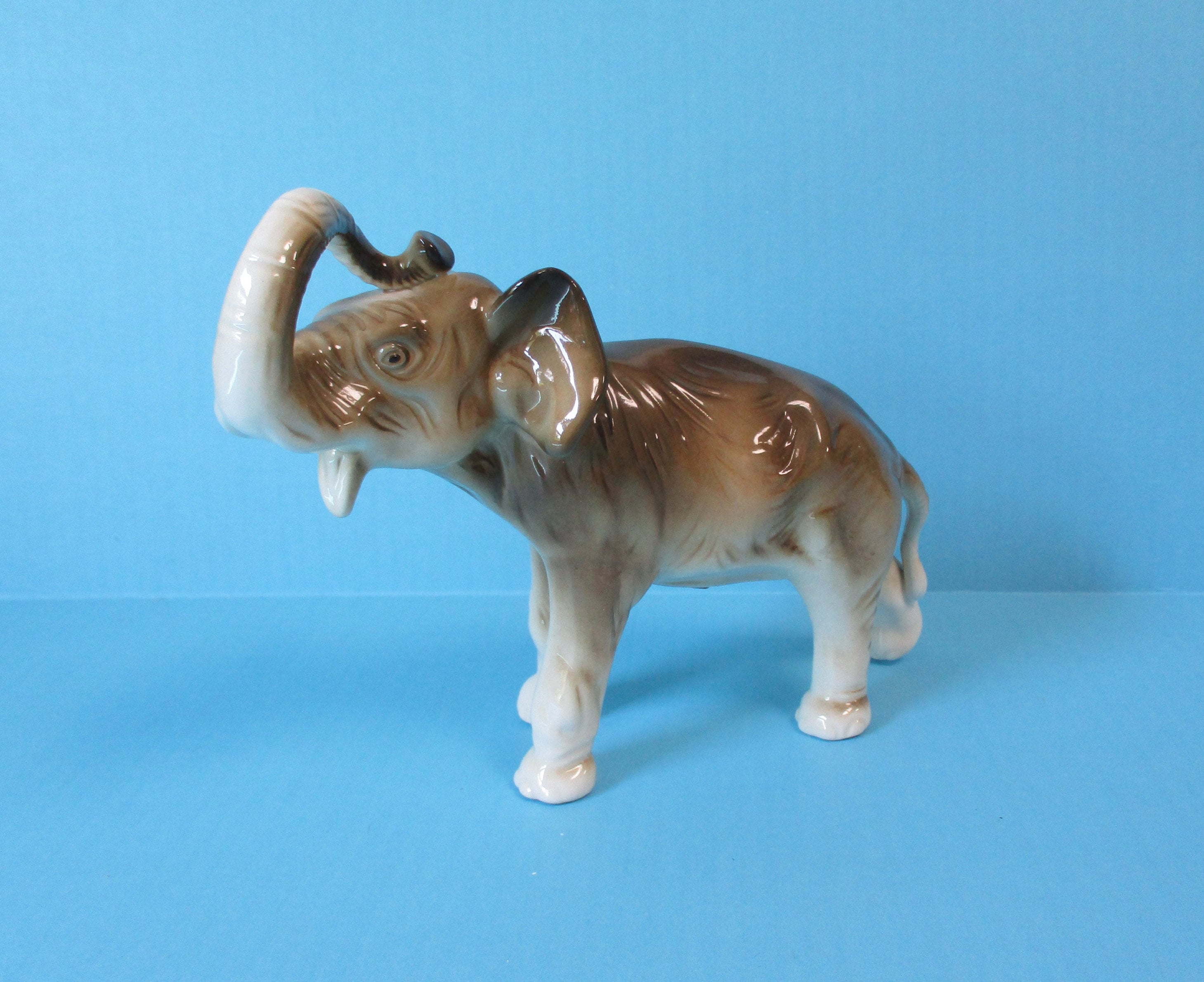 【希少】 Dux ロイヤルダックス ゾウ 置物 陶器 チェコ製 Vintage Royal Dux Porcelain Elephant Figurine: Czech Bohemia