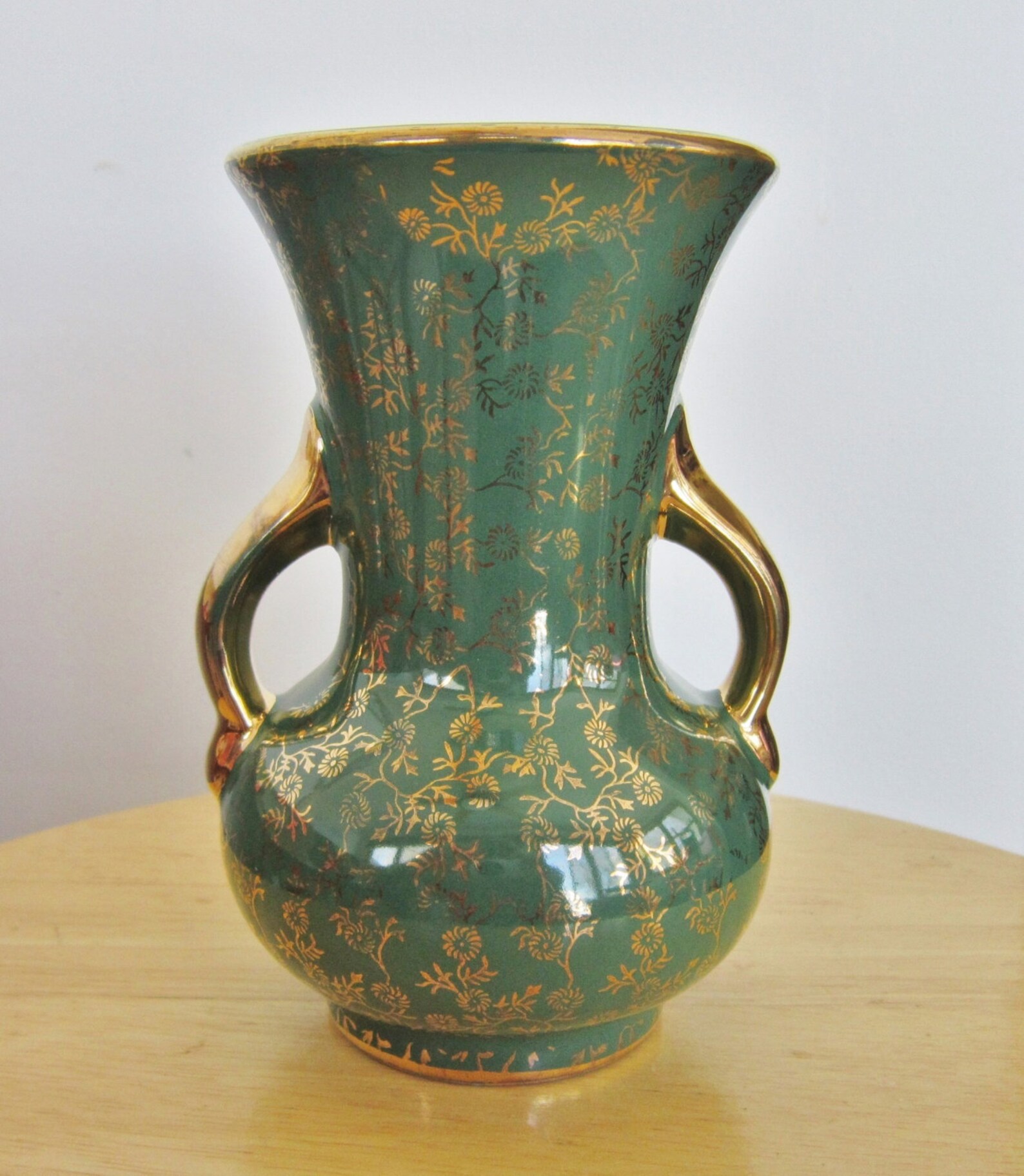 Pearl China Company Hand Decorated 22 KT Gold & Green Lustre Etsy