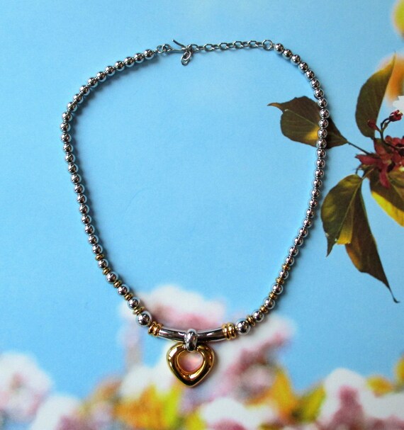 Vintage Monet Heart Choker Necklace hook clasp, A… - image 8