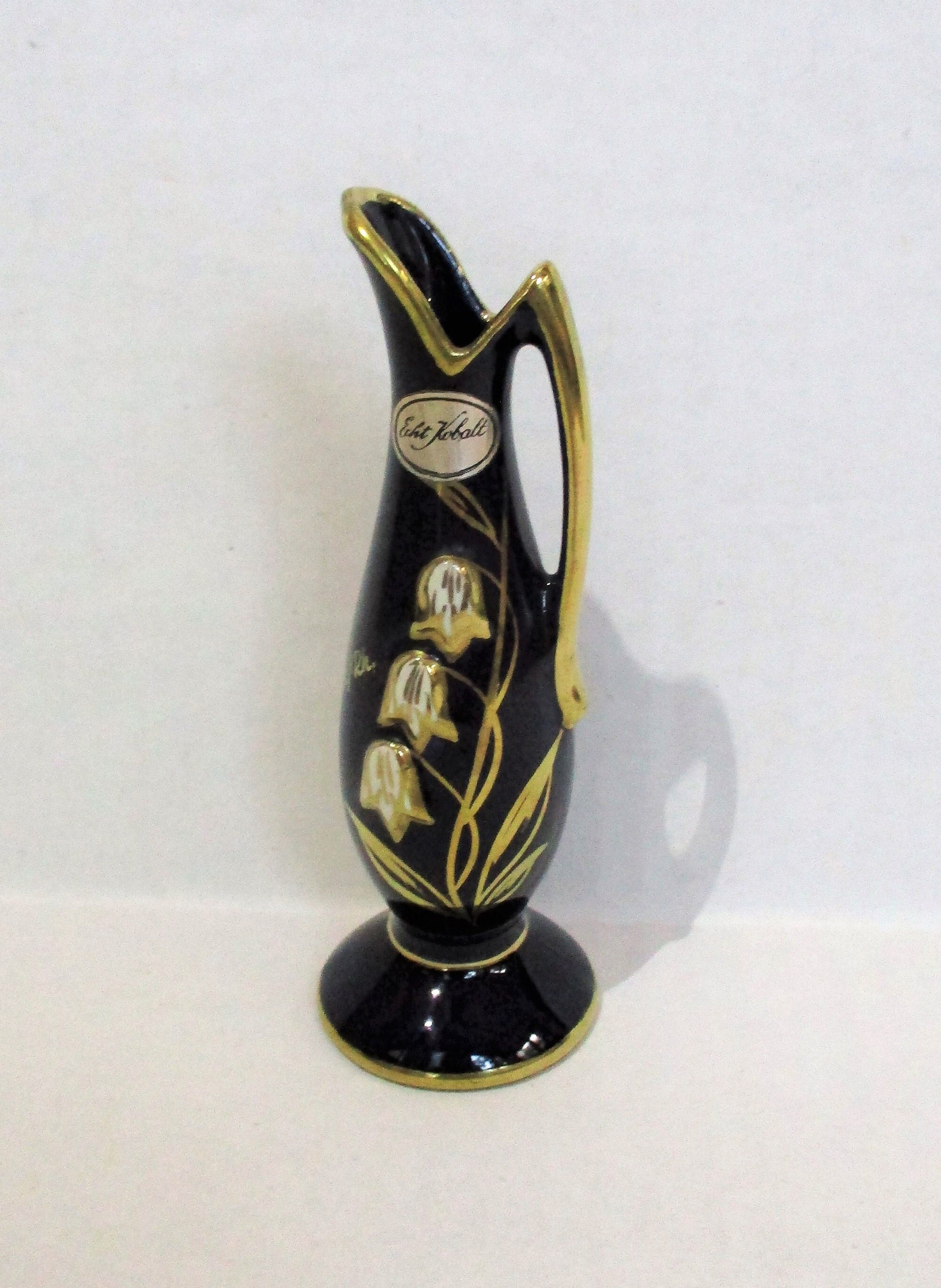 Vintage BH Geschenke Echt Kobalt Porcelain Ewer Vase: Lily of the