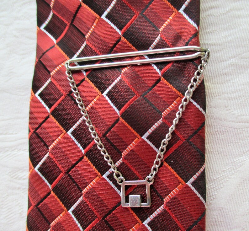 SWANK Tie Clip Chain Style Silver Tone Stainless Steel Tie Etsy