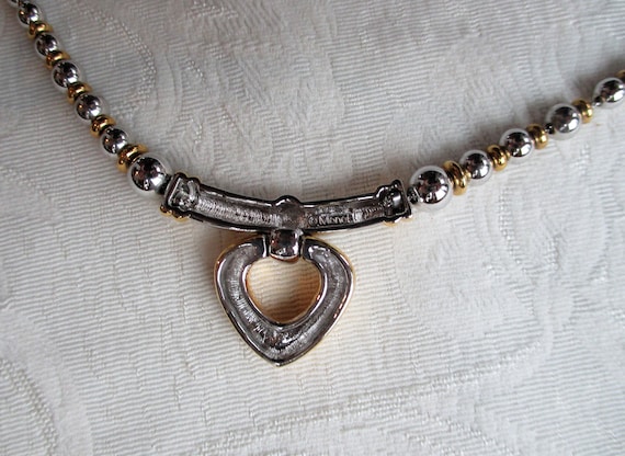 Vintage Monet Heart Choker Necklace hook clasp, A… - image 4