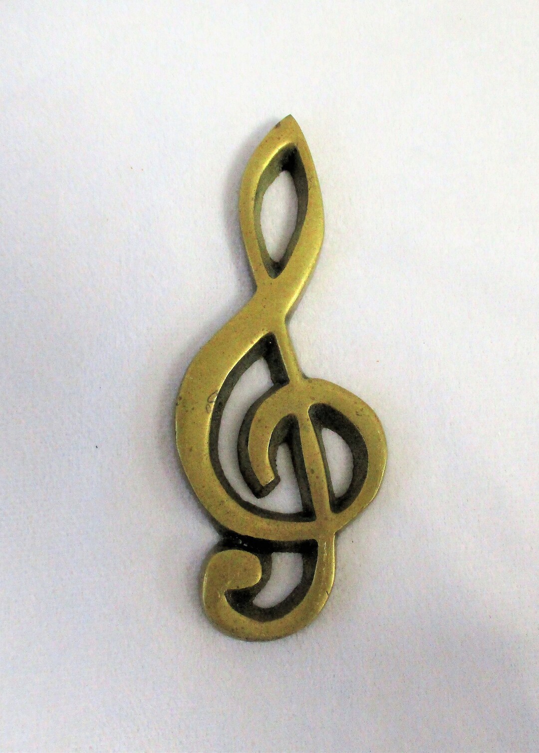 Vintage Brass Cleff Note, Brass Musical Note, Brass Paperweight for