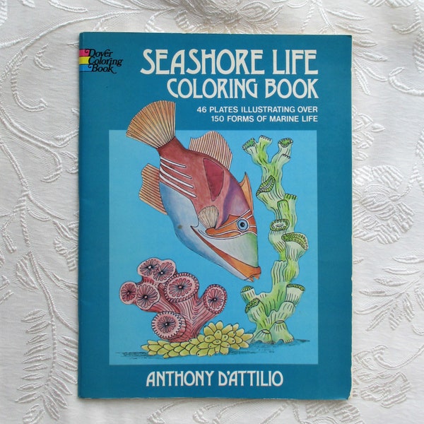 Seaside Life Malbuch mit Vollfarbplatten von Anthony D'Attilio Taschenbuch, 1973, Vintage Dover Coloring Book, Marine Life Vollfarbe