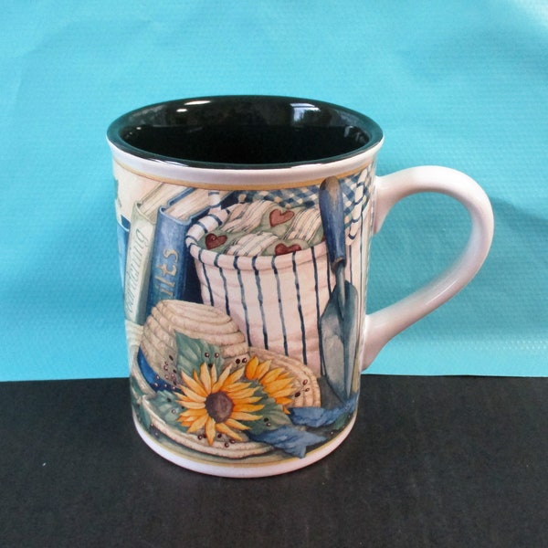 Legacy Gift Mug, "Sunflower Hat" Art by Diane Knott, 12 oz Mug, Gardening Mug, Vintage Collectible Coffee Mug Cup, Farmhouse decor