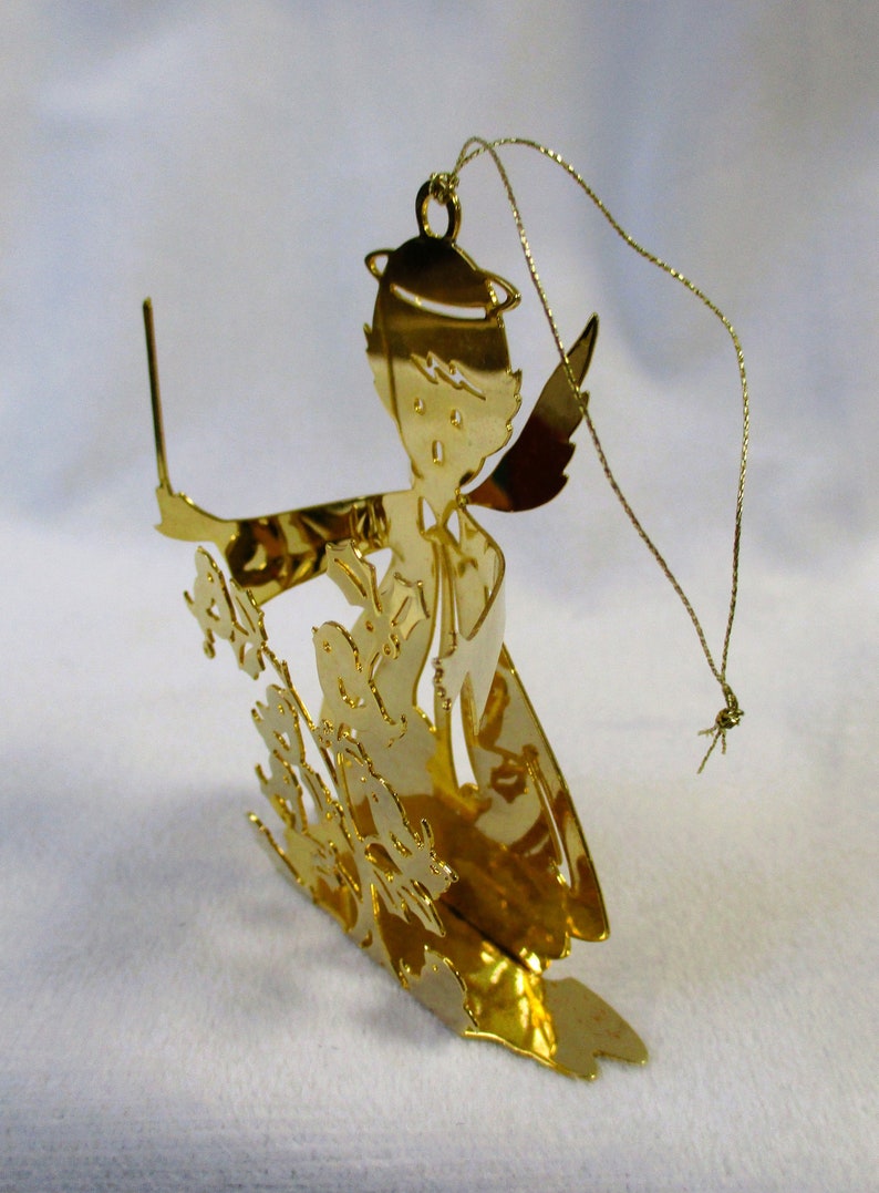 Angel & Bird Choir Lunt Christmas Ornament, Electroplated Gold Metal 3D