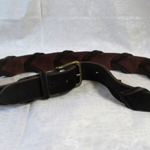 Vintage Brown Suede Belt Adjustable 37 in Leather Belt Brass - Etsy