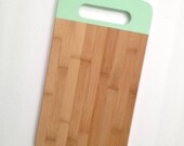 Bamboo Cutting Board Mint Green Long, Custom Chopping Board, Bread Board