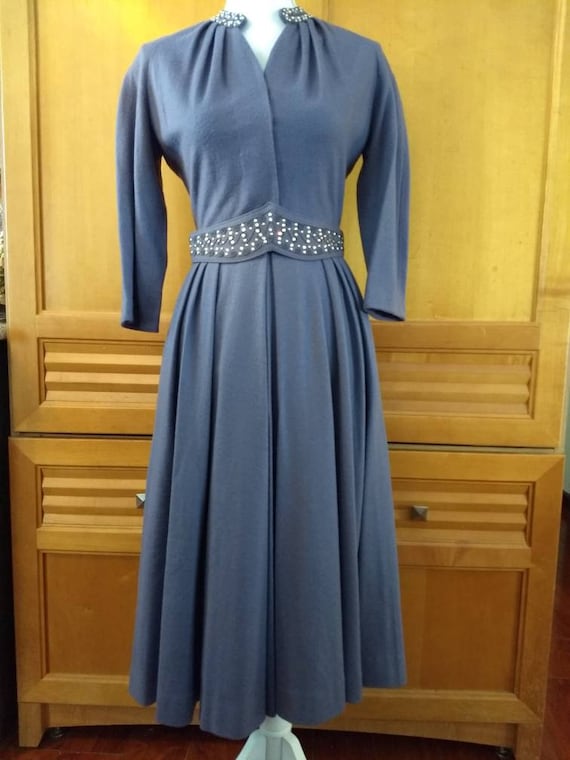 CARLYE. Exquisite Vintage Periwinkle Cocktail Dres