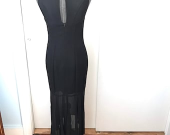 Vintage Black Gown Sweetheart Illusion Neckline